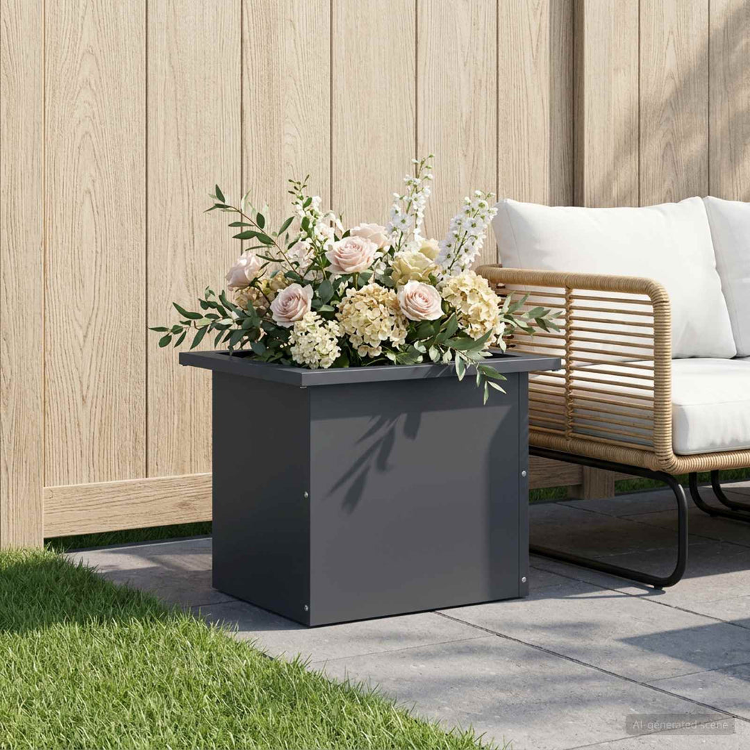 Plantekasse med LED Antracit 30 × 40 × 30 cm Stål