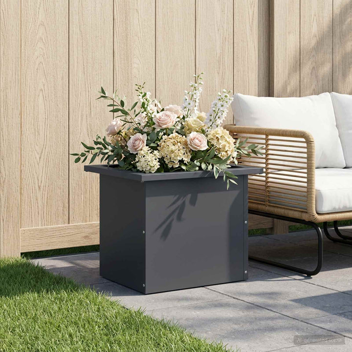 Plantekasse med LED Antracit 30 × 40 × 30 cm Stål