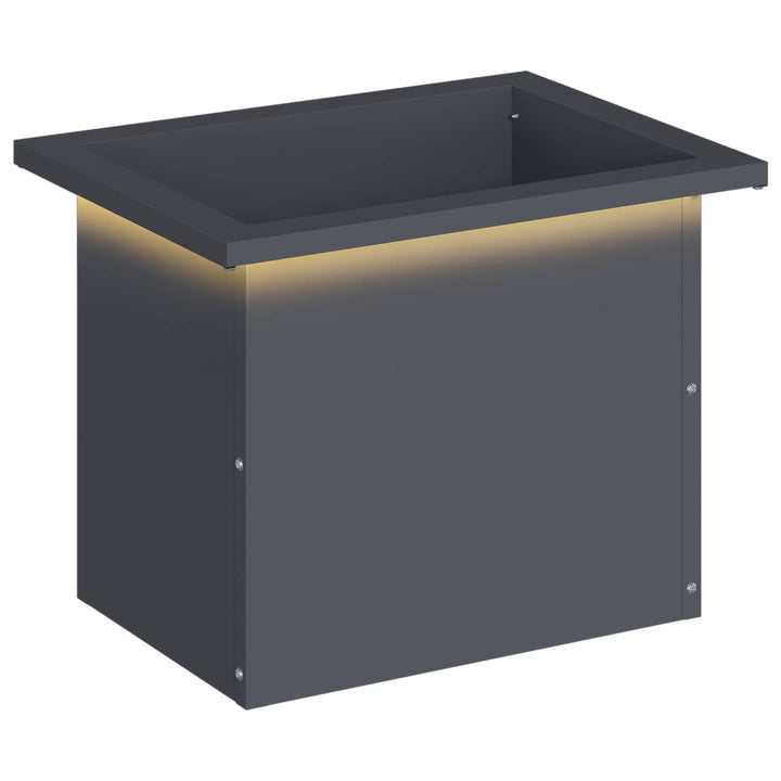 Plantekasse med LED Antracit 30 × 40 × 30 cm Stål
