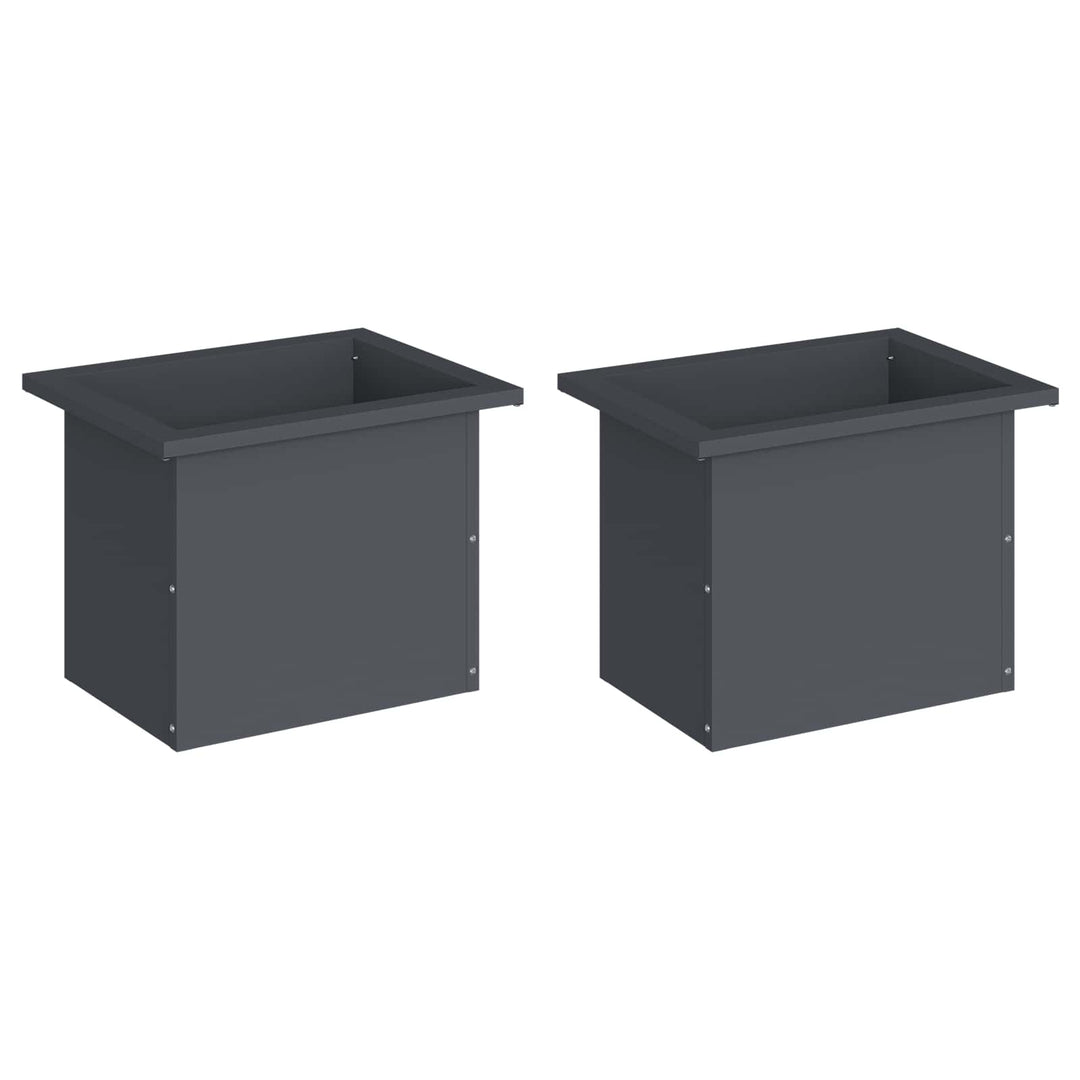 Plantekasse med LED 2 stk. Antracit 30 × 40 × 30 cm Stål