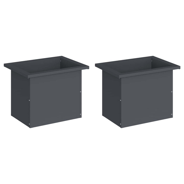 Plantekasse med LED 2 stk. Antracit 30 × 40 × 30 cm Stål