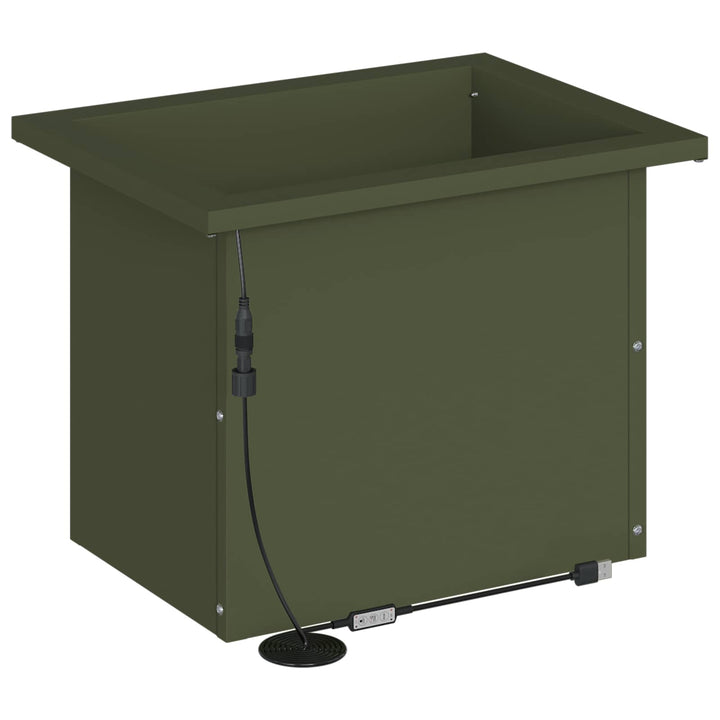 Plantekasse med LED Olivengrøn 30 × 40 × 30 cm Stål