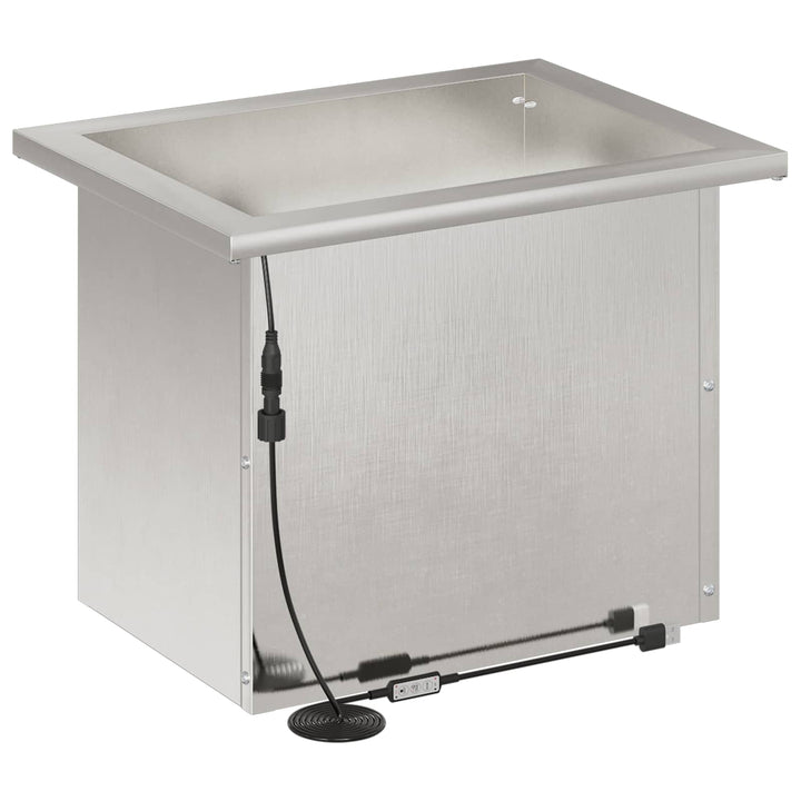 Plantekasse med LED Sølv 30 × 40 × 30 cm Rustfrit stål