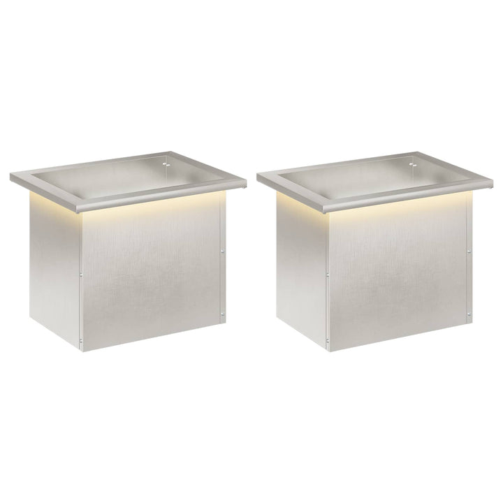 Plantekasse med LED 2 stk. Sølv 30 x 40 x 30 cm Rustfrit stål