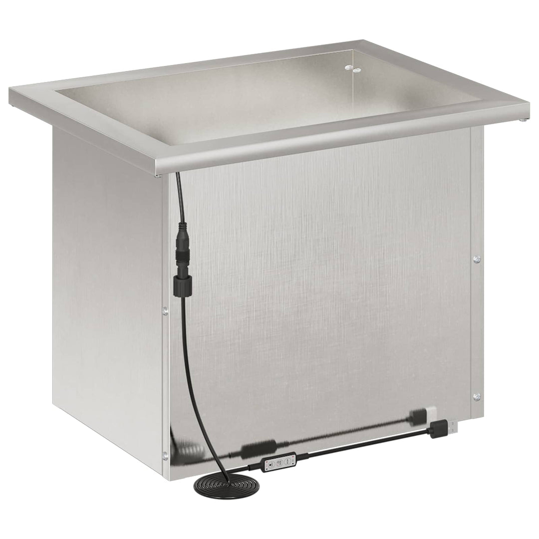 Plantekasse med LED 2 stk. Sølv 30 x 40 x 30 cm Rustfrit stål