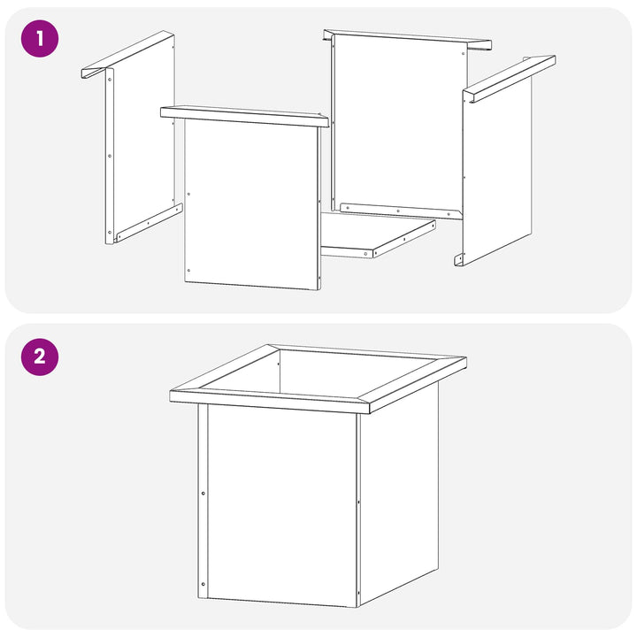 Plantekasse med LED 2 stk. Sølv 30 x 40 x 30 cm