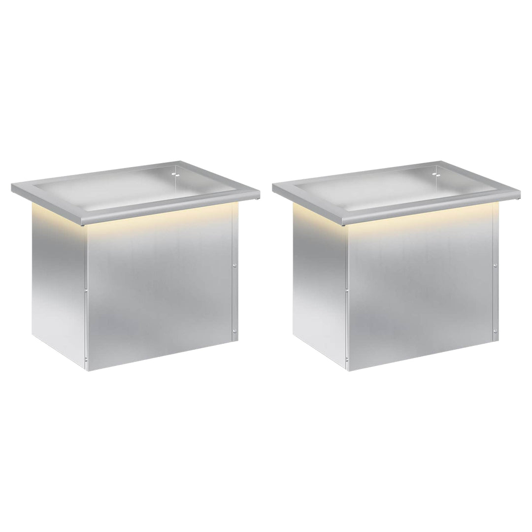 Plantekasse med LED 2 stk. Sølv 30 x 40 x 30 cm