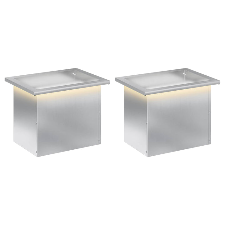 Plantekasse med LED 2 stk. Sølv 30 x 40 x 30 cm