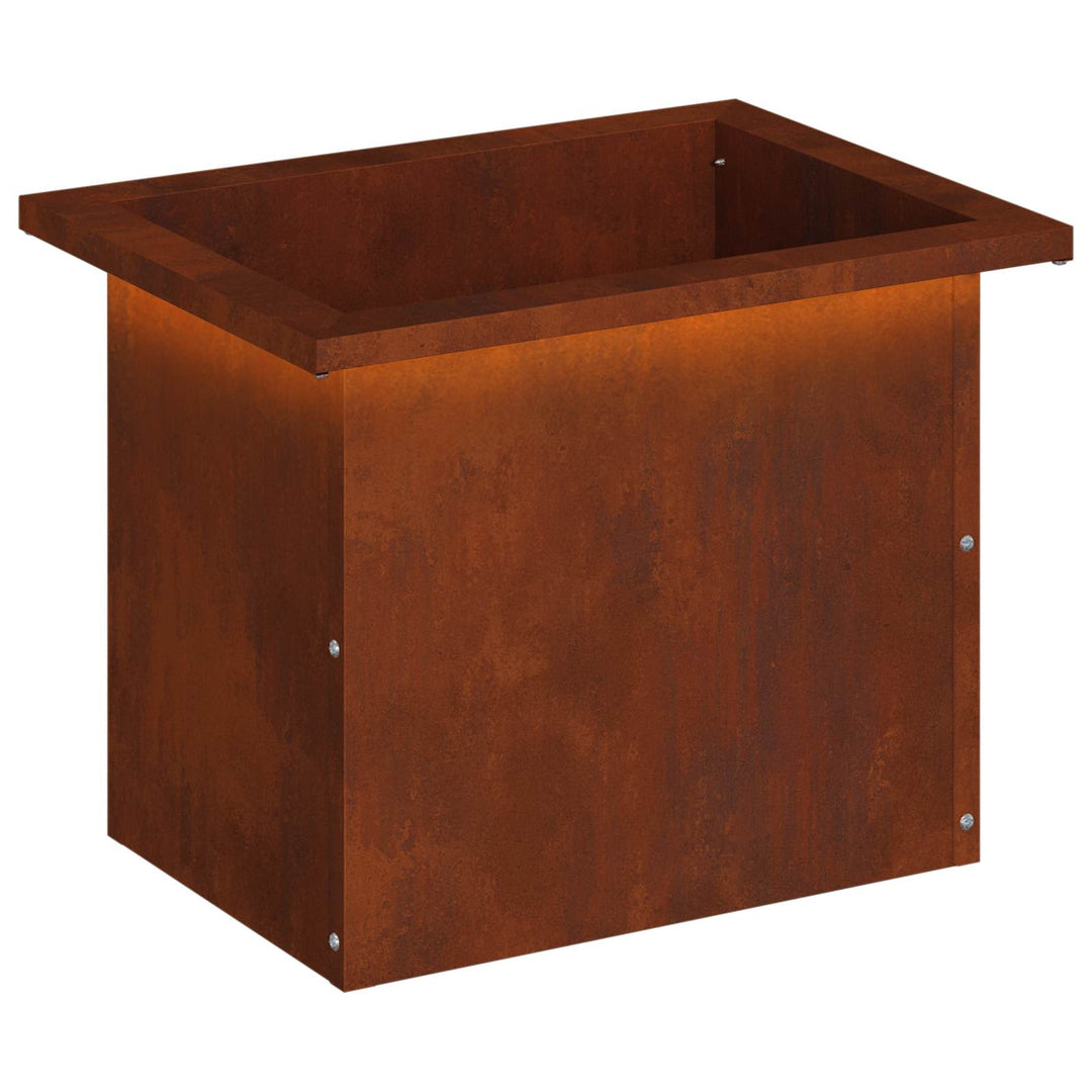 Plantekasse med LED Rusten 30 × 40 × 30 cm Cortenstål