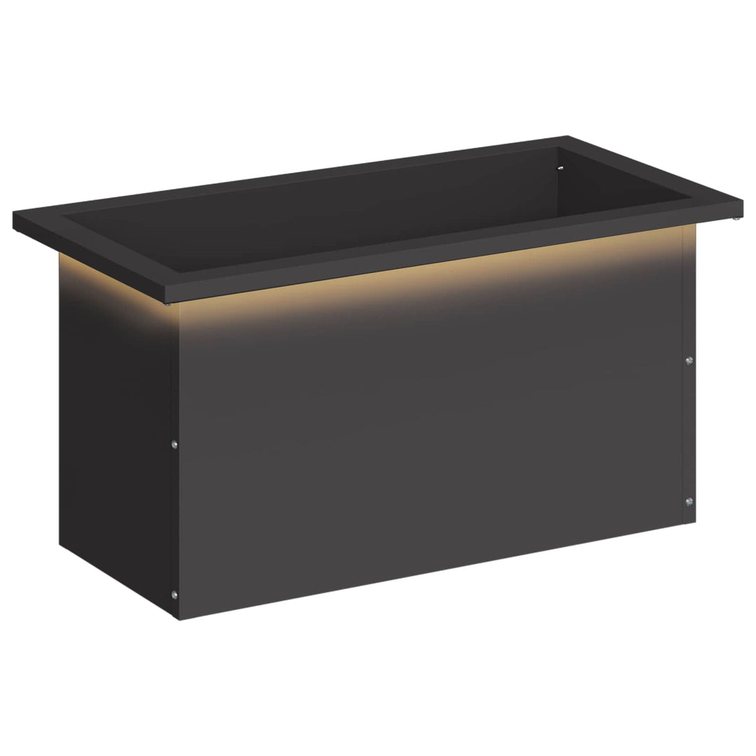 Plantekasse med LED Sort 30 x 60 x 30 cm Stål