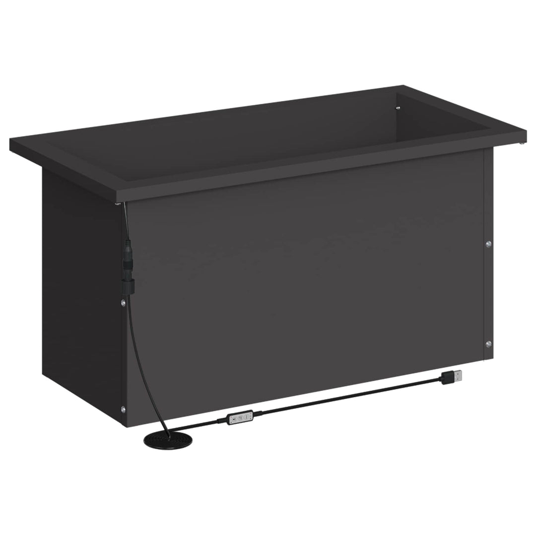 Plantekasse med LED Sort 30 x 60 x 30 cm Stål