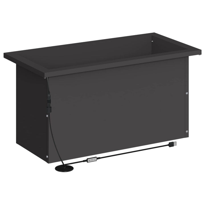 Plantekasse med LED Sort 30 x 60 x 30 cm Stål