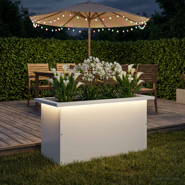Plantekasse med LED Hvid 30 x 60 x 30 cm Stål
