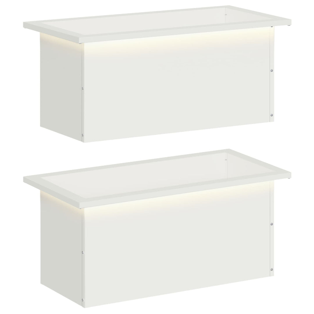Plantekasse med LED 2 stk. Hvid 30 × 60 × 30 cm Stål