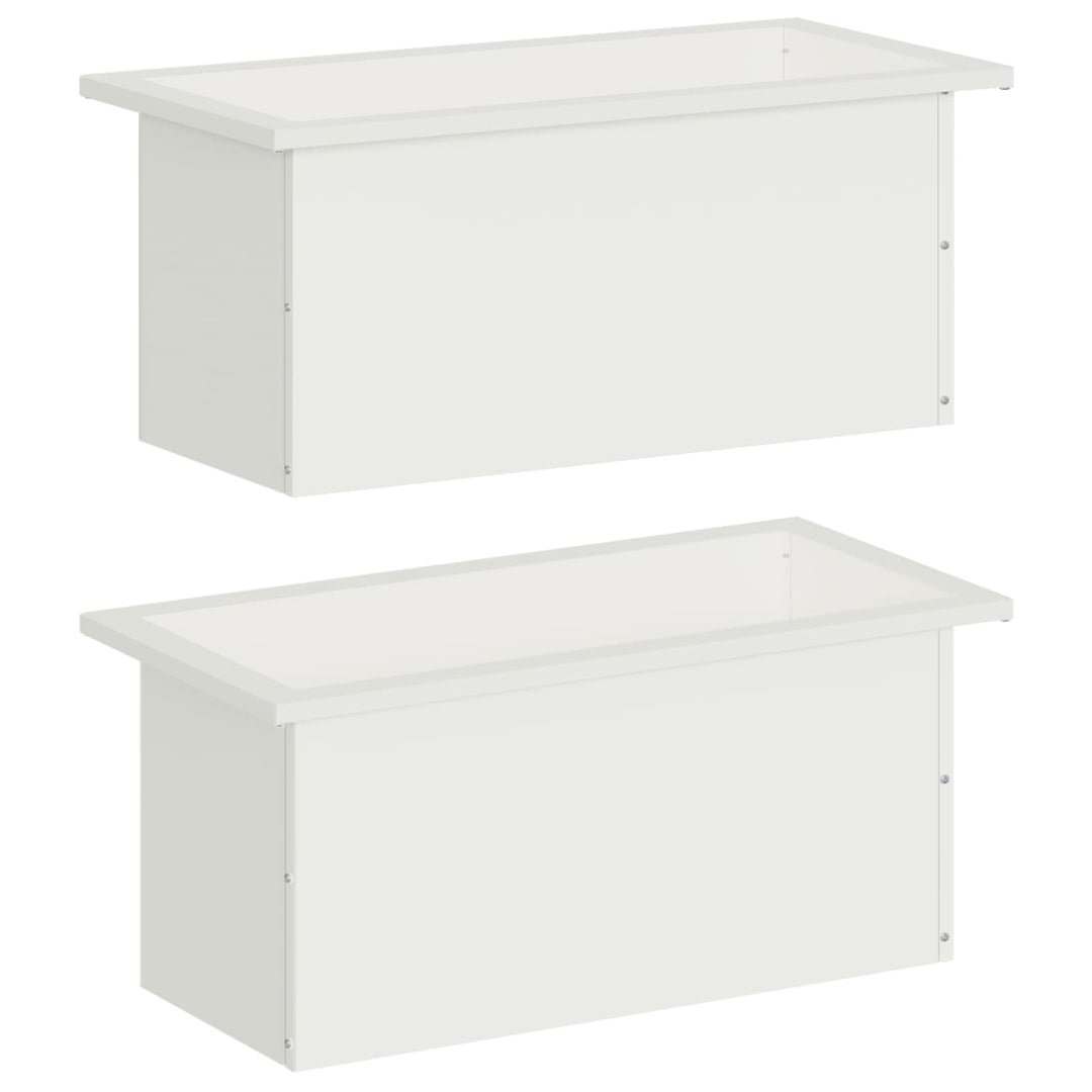 Plantekasse med LED 2 stk. Hvid 30 × 60 × 30 cm Stål