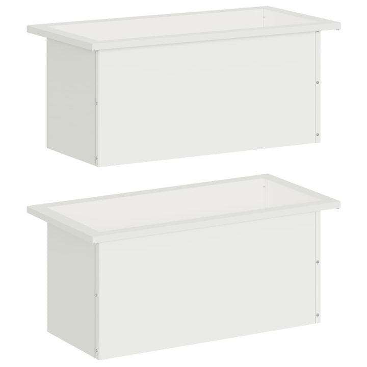 Plantekasse med LED 2 stk. Hvid 30 × 60 × 30 cm Stål