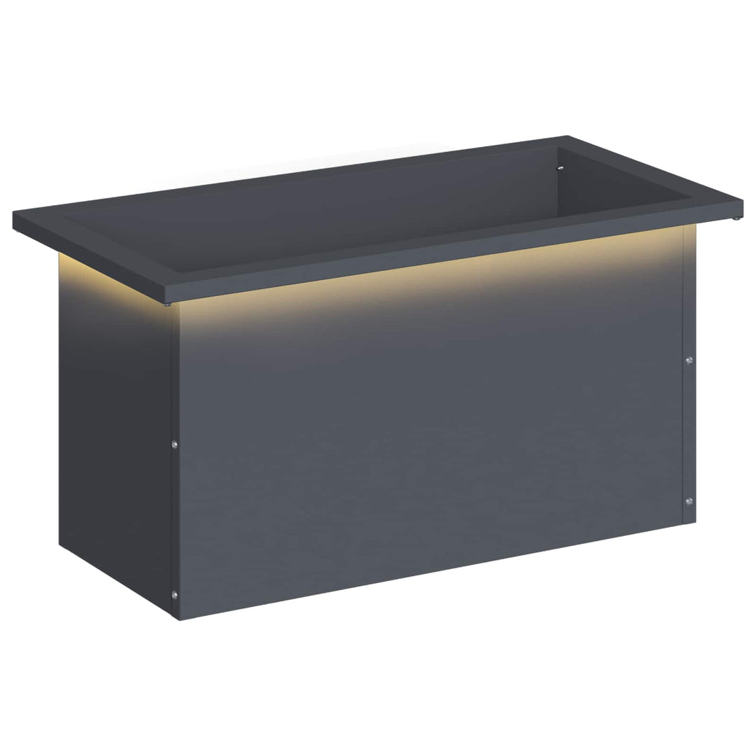 Plantekasse med LED Antracit 30 × 60 × 30 cm Stål