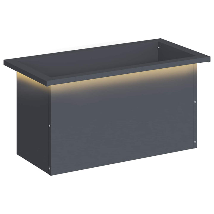 Plantekasse med LED Antracit 30 × 60 × 30 cm Stål