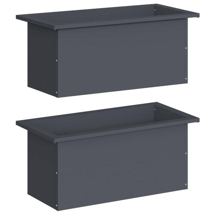 Plantekasse med LED 2 stk. Antracit 30 × 60 × 30 cm Stål