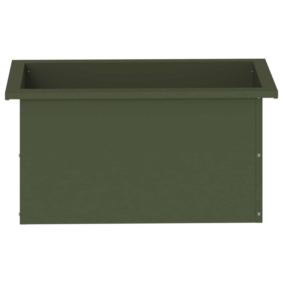 Plantekasse med LED Olivengrøn 30 x 60 x 30 cm Stål