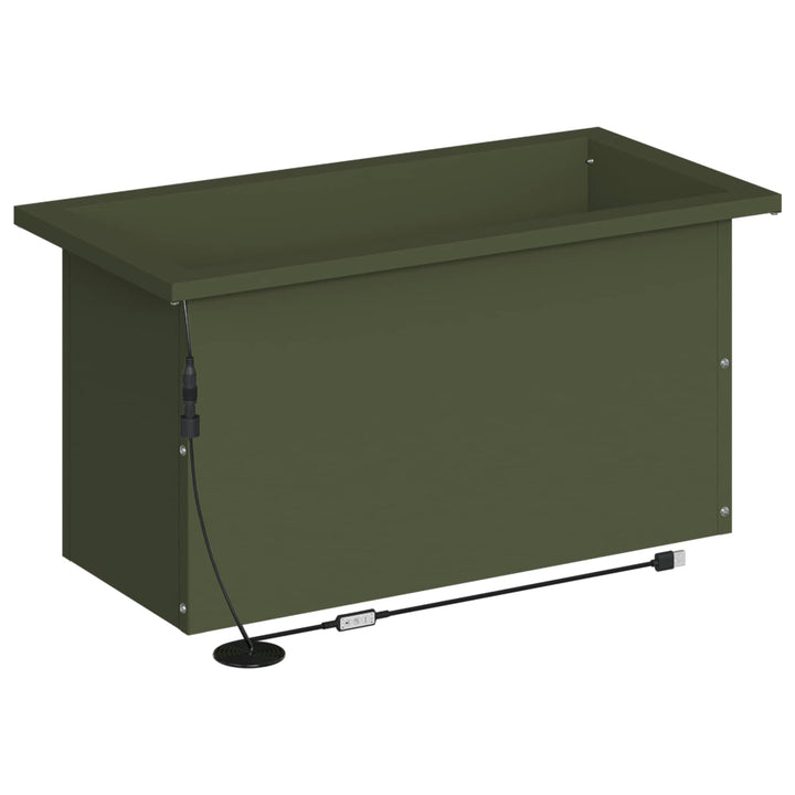 Plantekasse med LED 2 stk. Olivengrøn 30 × 60 × 30 cm Stål