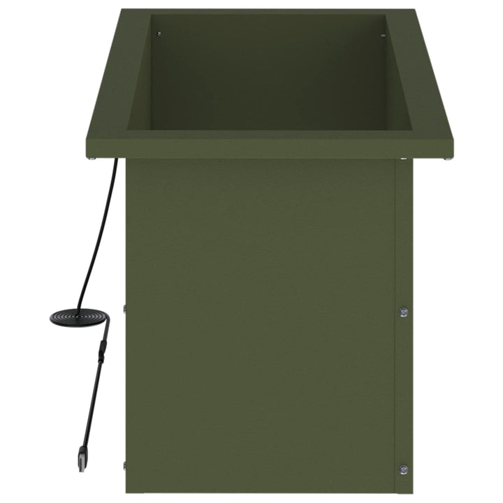 Plantekasse med LED 2 stk. Olivengrøn 30 × 60 × 30 cm Stål