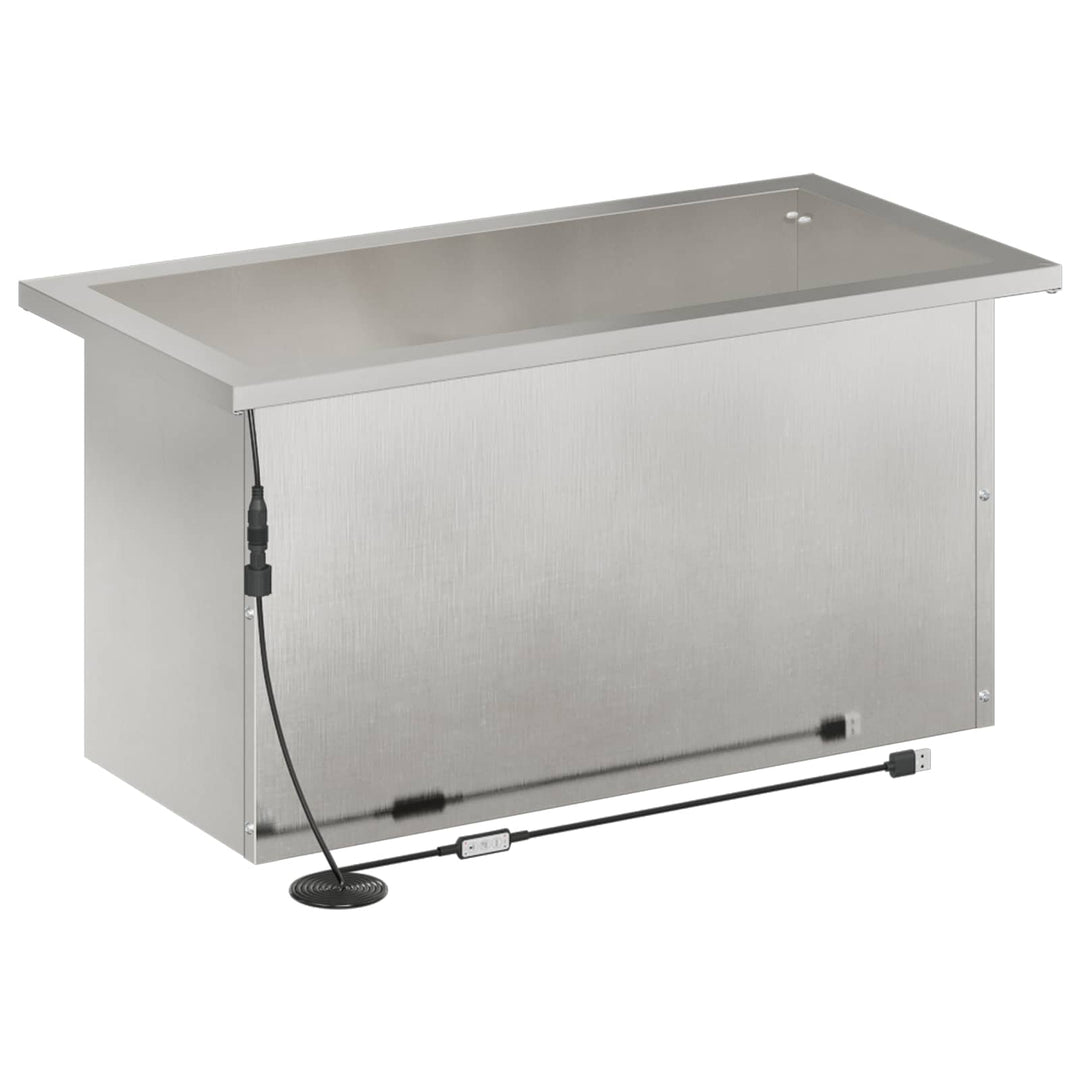 Plantekasse med LED Sølv 30 x 60 x 30 cm Rustfrit stål