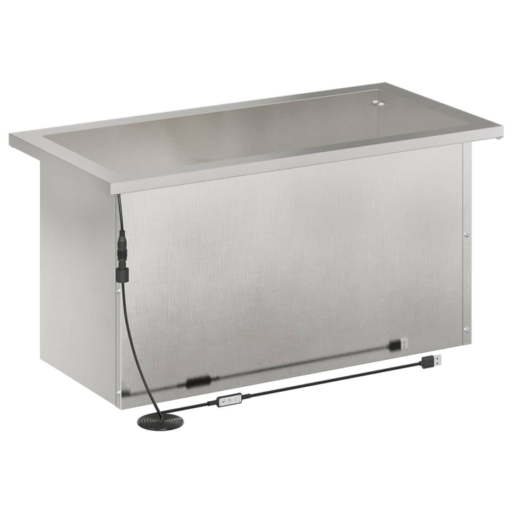 Plantekasse med LED Sølv 30 x 60 x 30 cm Rustfrit stål