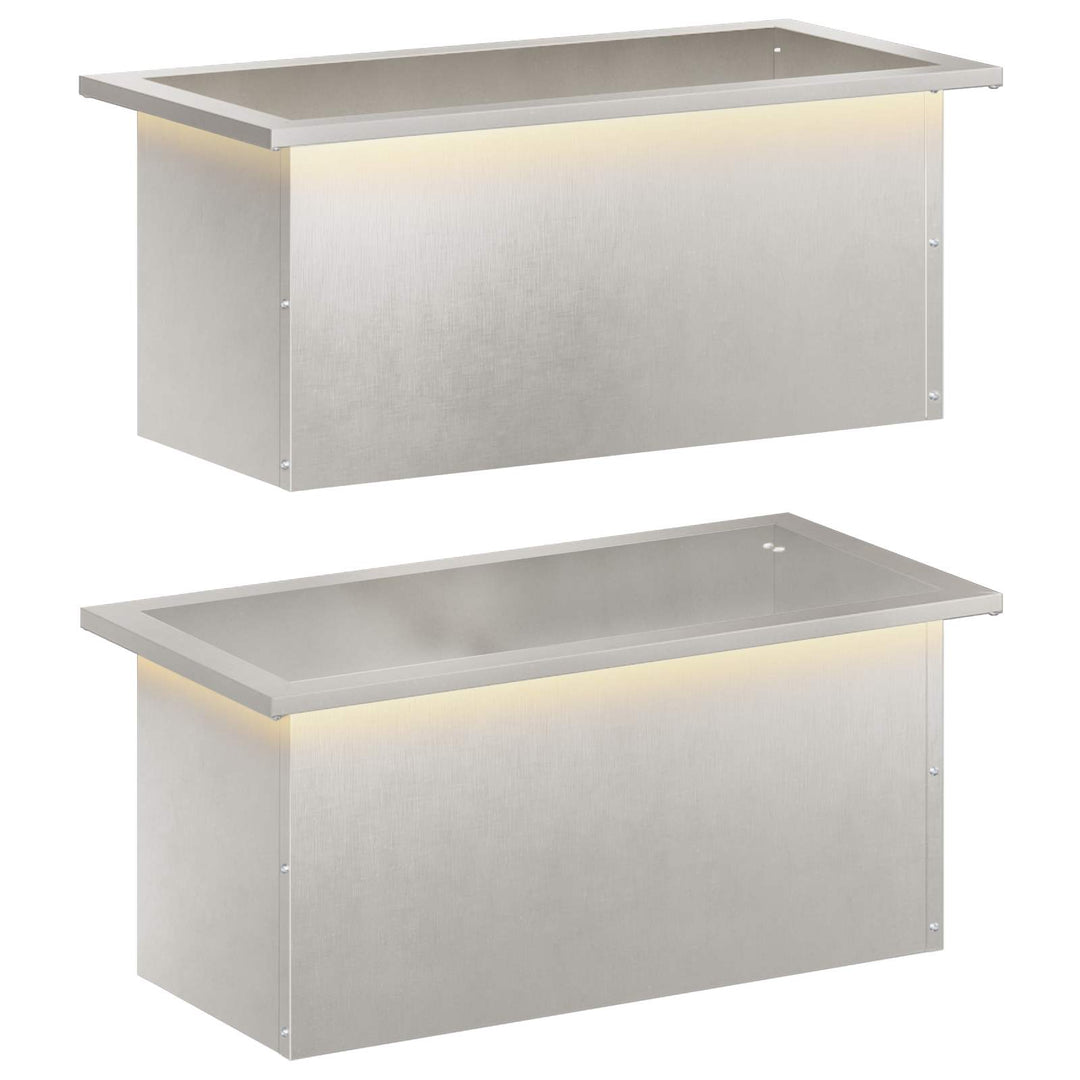 Plantekasse med LED 2 stk. Sølv 30 x 60 x 30 cm Rustfrit stål