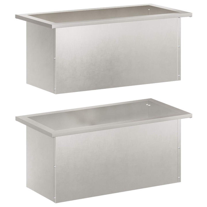 Plantekasse med LED 2 stk. Sølv 30 x 60 x 30 cm Rustfrit stål