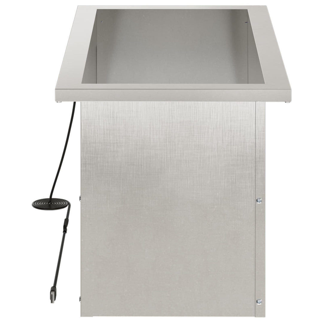 Plantekasse med LED 2 stk. Sølv 30 x 60 x 30 cm Rustfrit stål