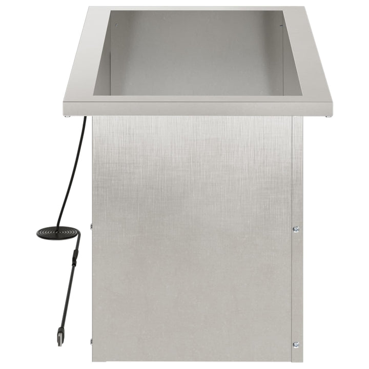 Plantekasse med LED 2 stk. Sølv 30 x 60 x 30 cm Rustfrit stål