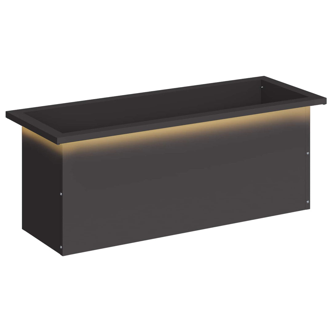 Plantekasse med LED Sort 30 x 80 x 30 cm Stål