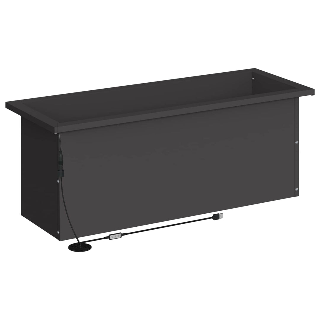 Plantekasse med LED Sort 30 x 80 x 30 cm Stål