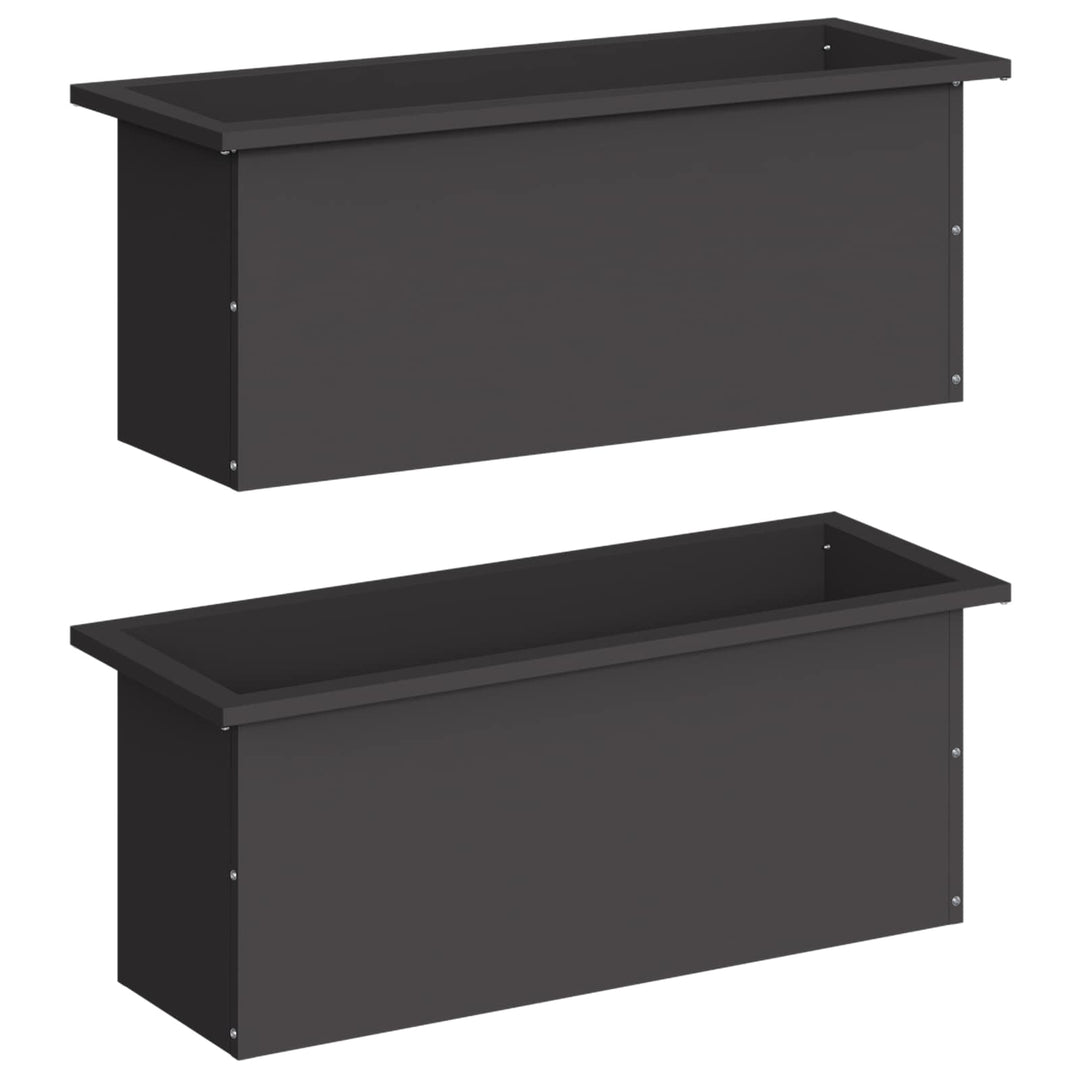 Plantekasse med LED 2 stk. Sort 30 x 80 x 30 cm Stål