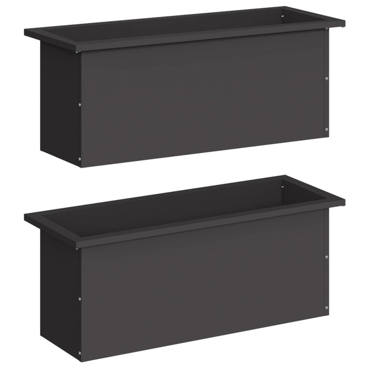 Plantekasse med LED 2 stk. Sort 30 x 80 x 30 cm Stål