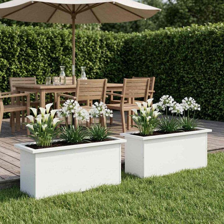 Plantekasse med LED 2 stk. Hvid 30 x 80 x 30 cm Stål