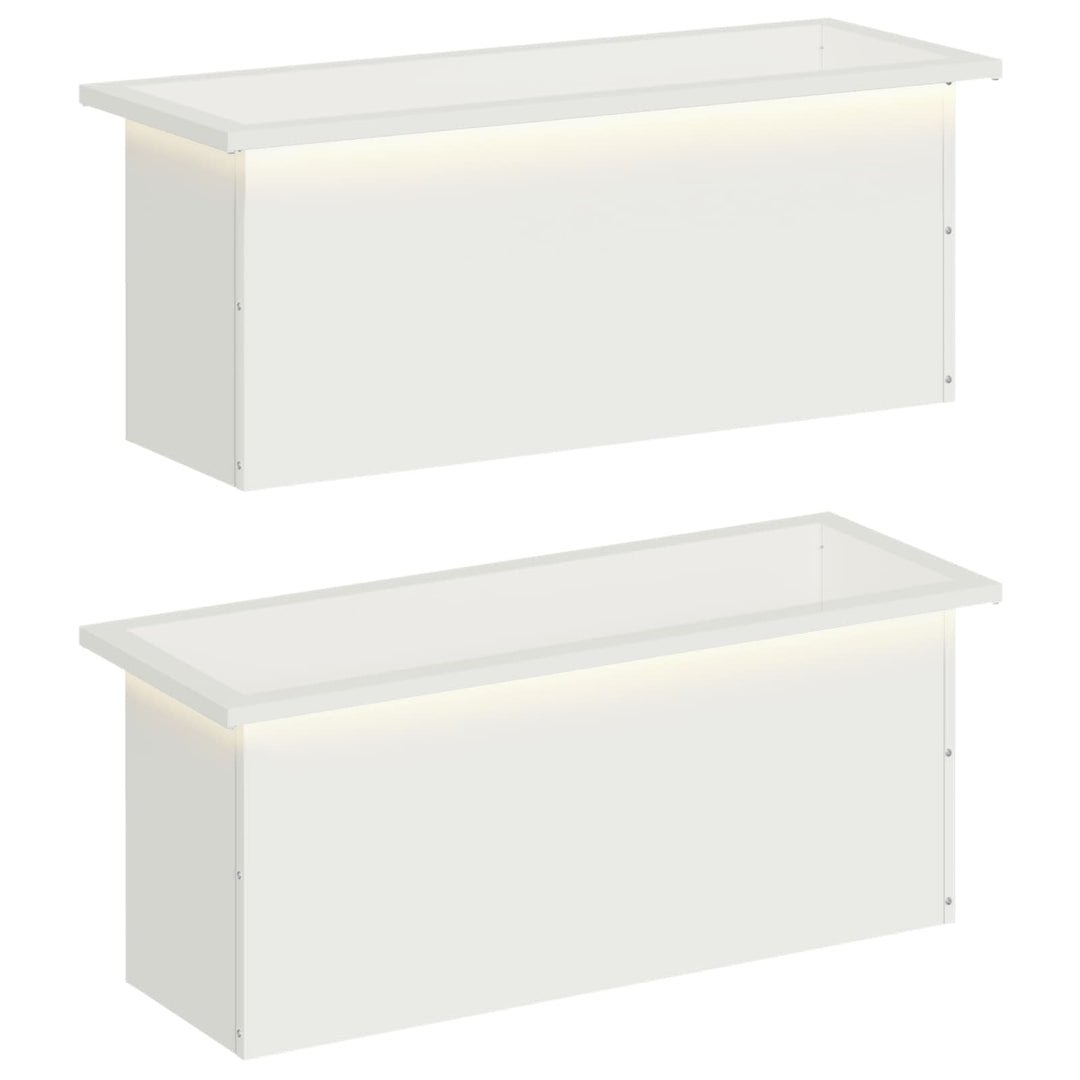 Plantekasse med LED 2 stk. Hvid 30 x 80 x 30 cm Stål