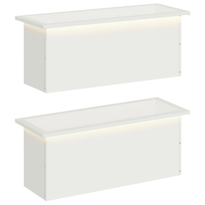 Plantekasse med LED 2 stk. Hvid 30 x 80 x 30 cm Stål