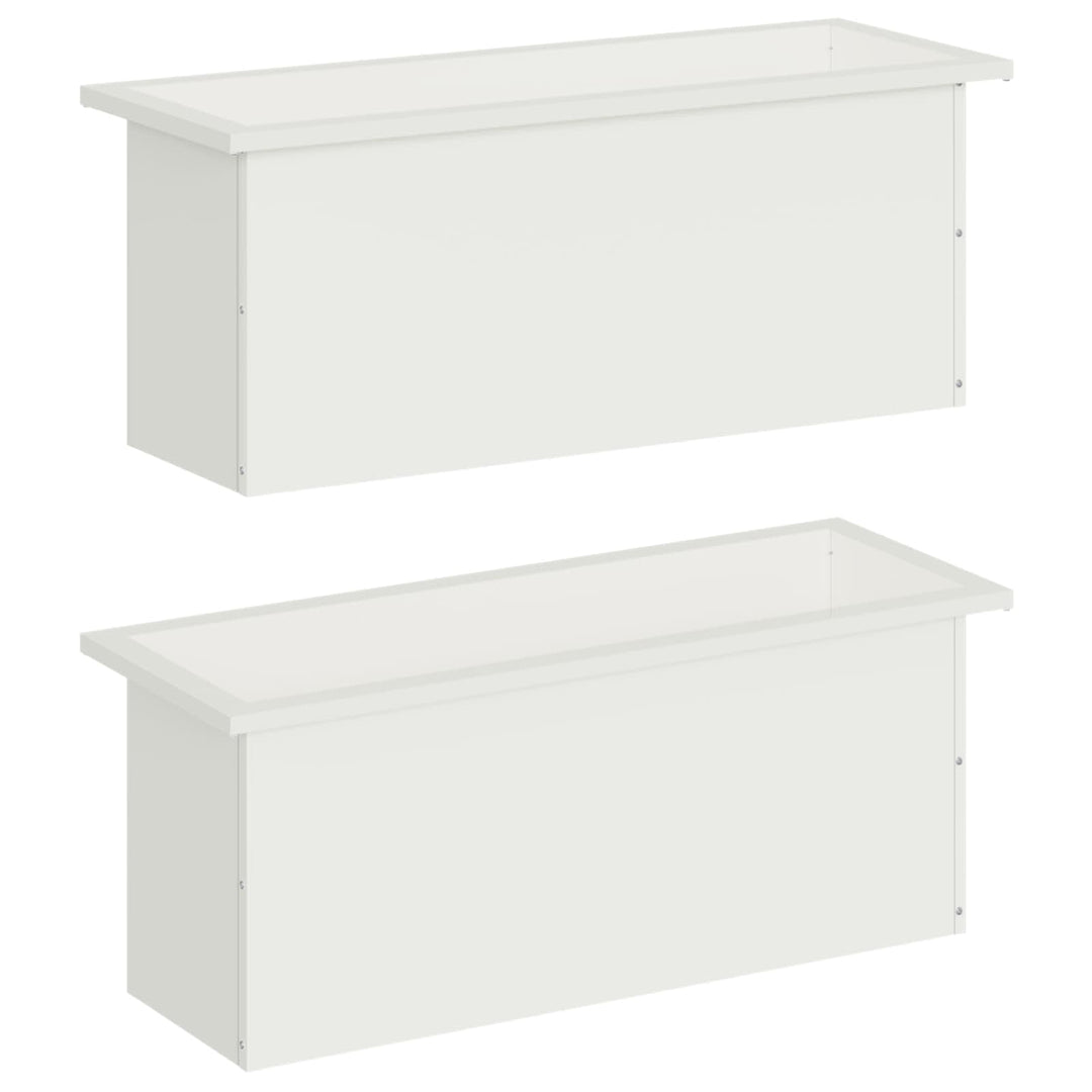 Plantekasse med LED 2 stk. Hvid 30 x 80 x 30 cm Stål