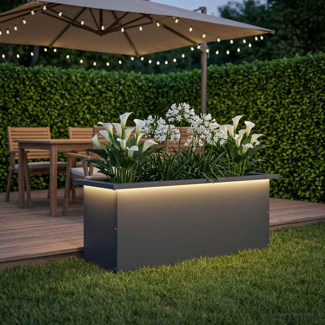 Plantekasse med LED Antracit 30 x 80 x 30 cm Stål