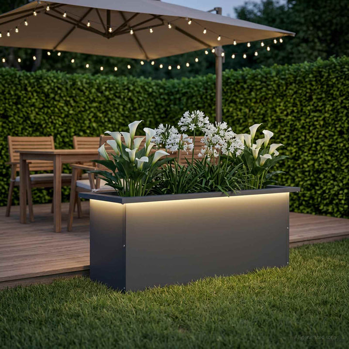 Plantekasse med LED Antracit 30 x 80 x 30 cm Stål
