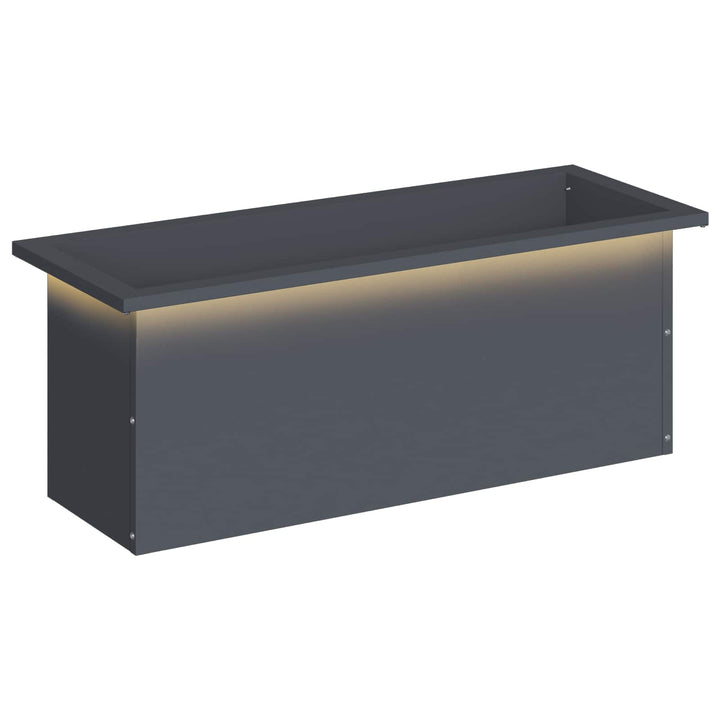 Plantekasse med LED Antracit 30 x 80 x 30 cm Stål