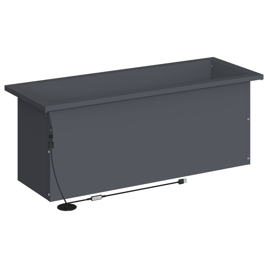 Plantekasse med LED Antracit 30 x 80 x 30 cm Stål