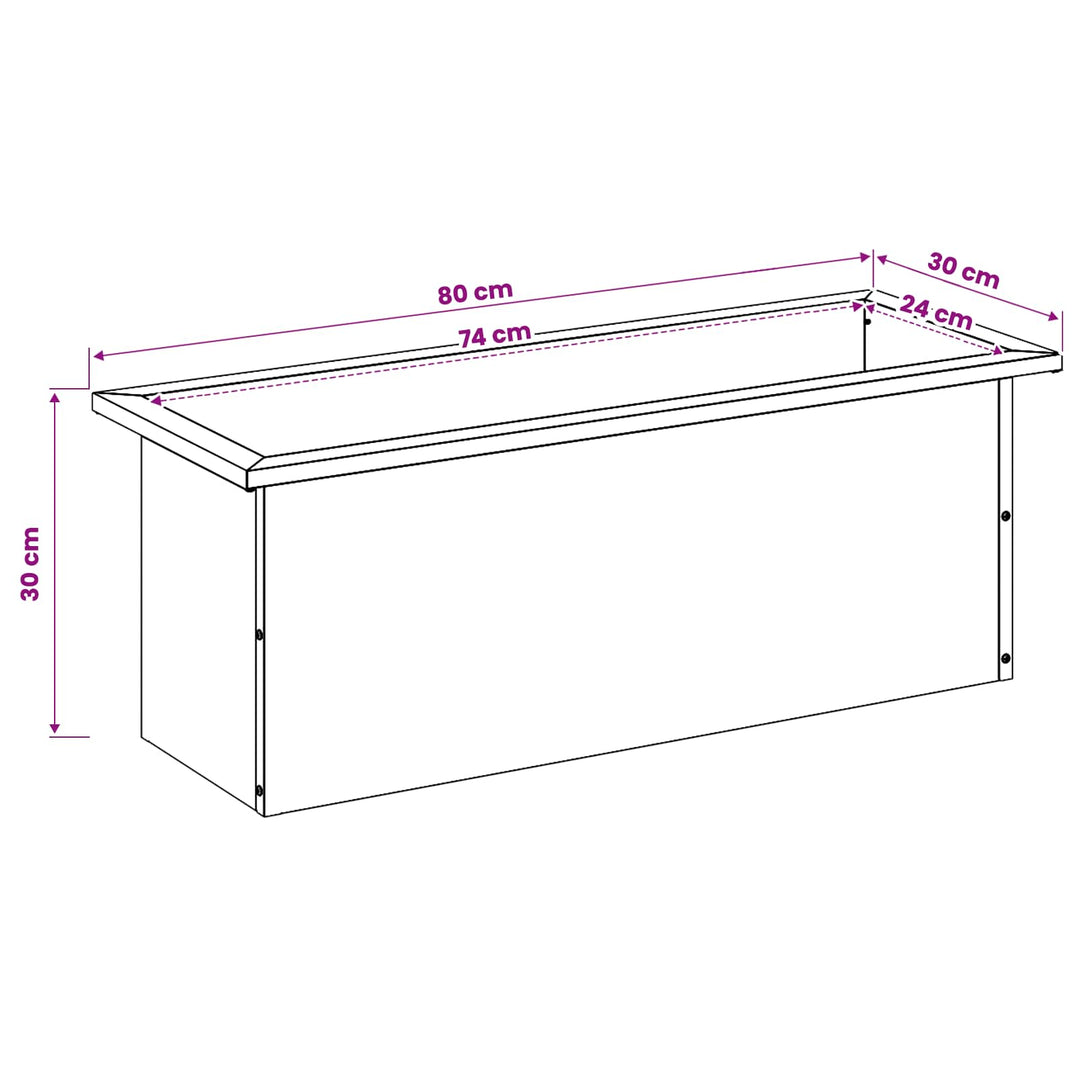 Plantekasse med LED Antracit 30 x 80 x 30 cm Stål