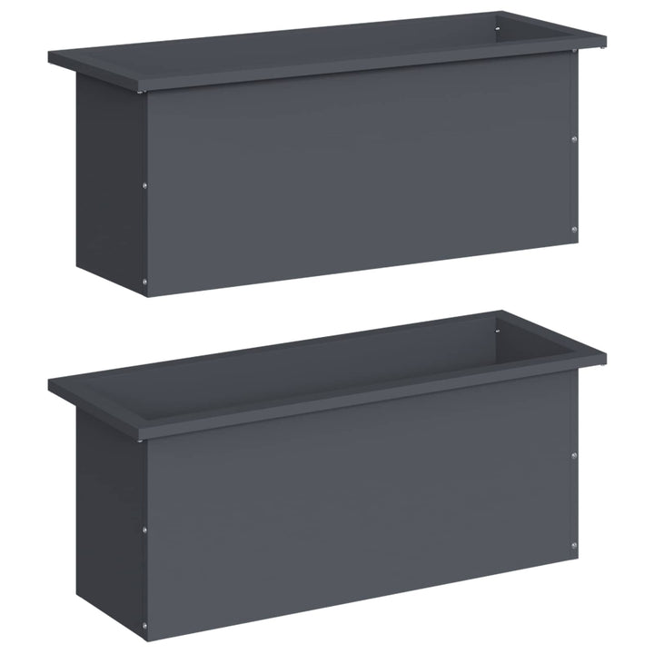 Plantekasse med LED 2 stk. Antracit 30 x 80 x 30 cm Stål