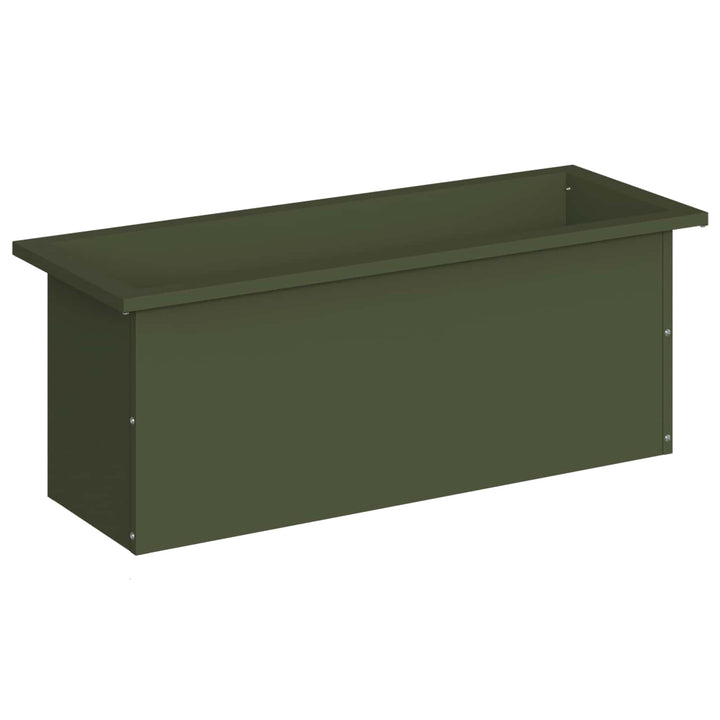 Plantekasse med LED Olivengrøn 30 x 80 x 30 cm Stål