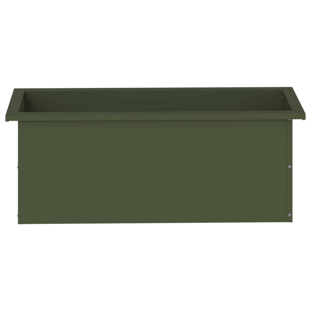 Plantekasse med LED Olivengrøn 30 x 80 x 30 cm Stål
