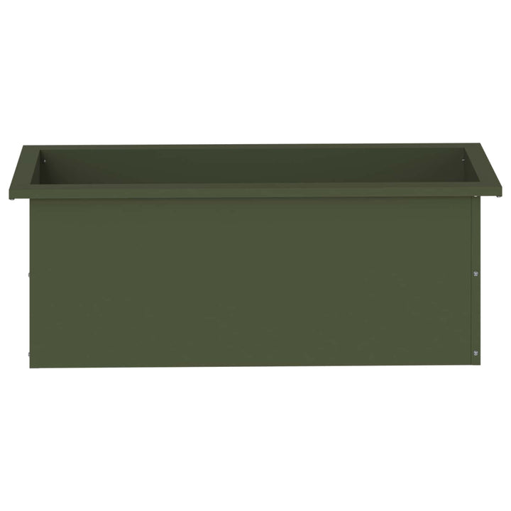 Plantekasse med LED Olivengrøn 30 x 80 x 30 cm Stål