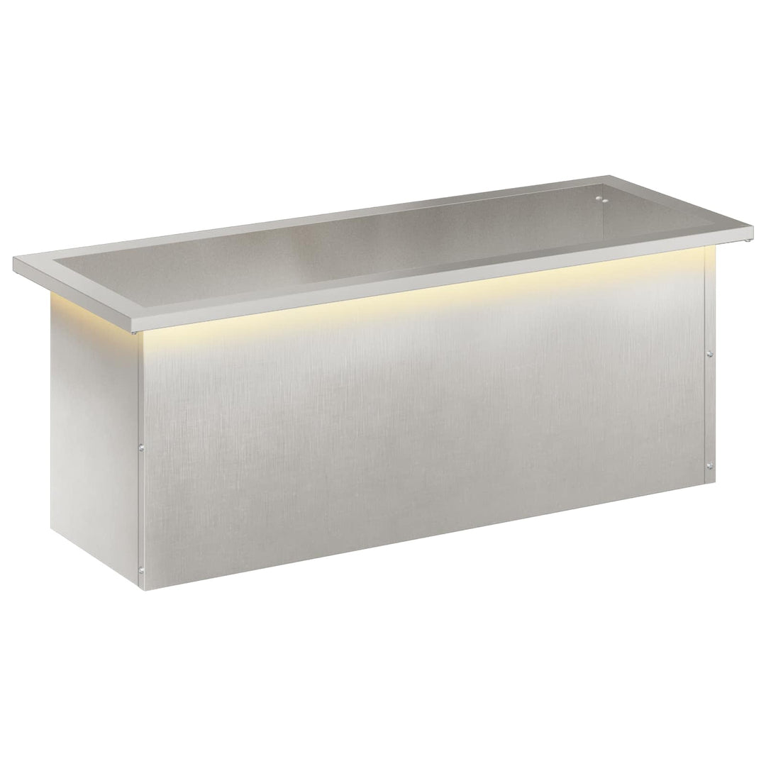 Plantekasse med LED Sølv 30 x 80 x 30 cm Rustfrit stål